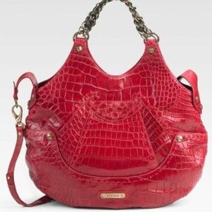 Authentic Versace Croc imprinted leather bag